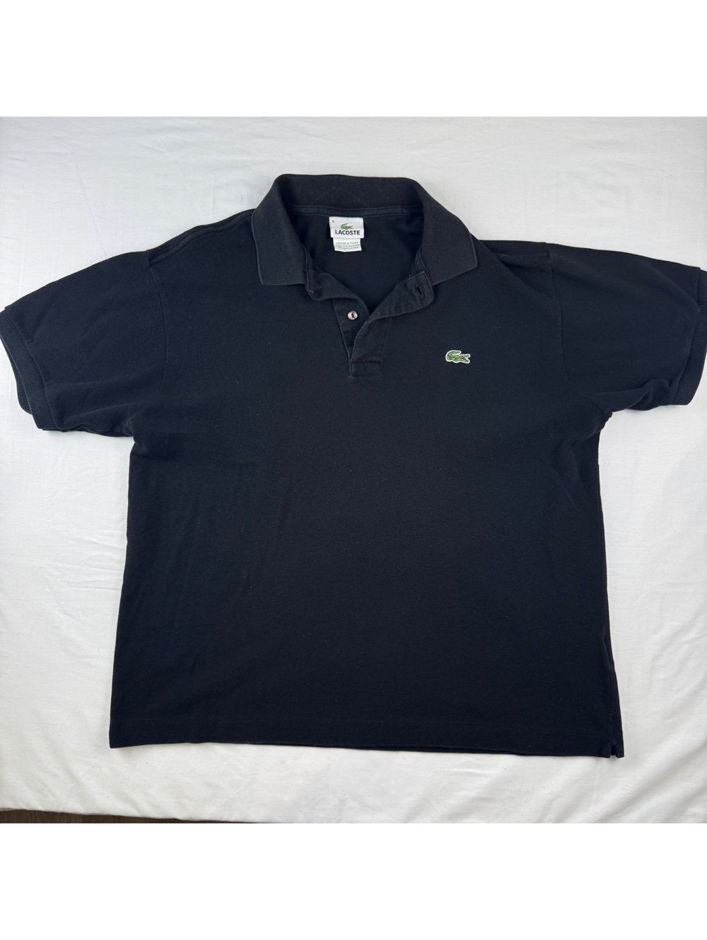 VINTAGE Lacoste Classic Black Polo Shirt Size 6 Medium Mens ShARP!